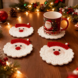 6-Piece Handmade Crochet Santa Claus Coaster Set