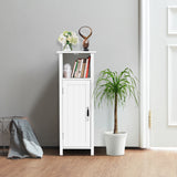 NNECW Adjustable Floor Storage Cabinet with Single Door for Bathroom-White