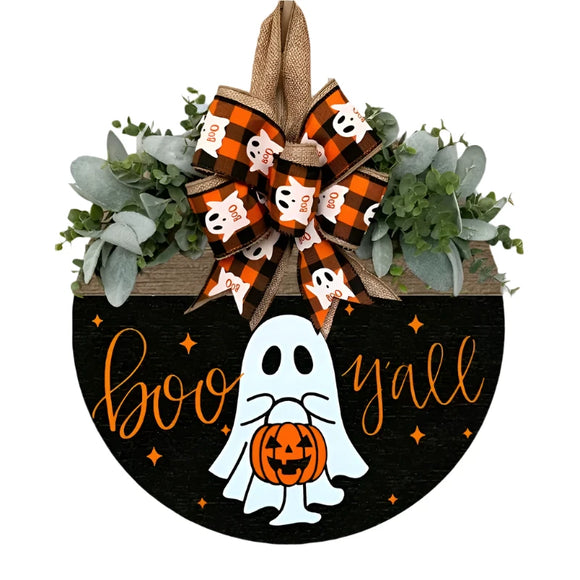 NNEOBA Halloween Ghost & Pumpkin Wreath