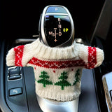White Christmas Car Gear Shift Knob Cover Mini Knitted Sweater