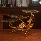 NNETM Golden Moon Metal Glass Tray Centerpiece