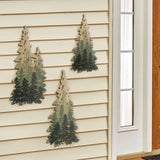NNETM Rustic Charm: Set of Three Wooden Christmas Tree Wall Ornaments