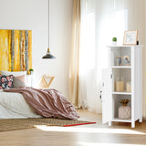 NNECW Adjustable Floor Storage Cabinet with Single Door for Bathroom-White