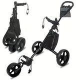 NNETM Quick-Fold 3-Wheel Golf Push Cart Black