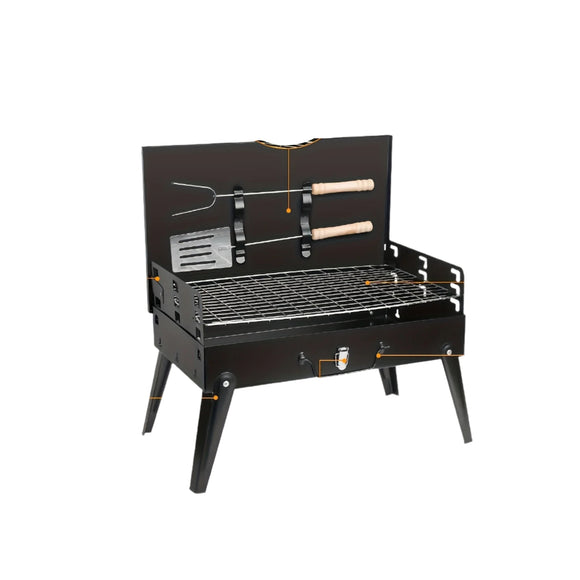 NNETM Portable Stainless Steel Charcoal Grill with Shelf