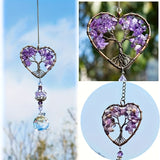 Purple Amethyst Sun Catcher Crystal Tree of Life Rainbow Maker Drops