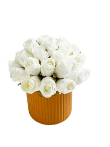 NNESN Premium 12-Piece Artificial White Rose Bouquet | Realistic Faux Flowers for Timeless Elegance