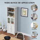 NNECW 163cm Freestanding Bathroom Cabinet with 2 Compartments and Adjustable Shelves-White