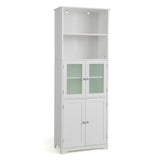 NNECW 163cm Freestanding Bathroom Cabinet with 2 Compartments and Adjustable Shelves-White