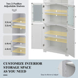 NNECW 163cm Freestanding Bathroom Cabinet with 2 Compartments and Adjustable Shelves-White