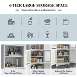 NNECW 163cm Freestanding Bathroom Cabinet with 2 Compartments and Adjustable Shelves-White