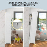NNECW 163cm Freestanding Bathroom Cabinet with 2 Compartments and Adjustable Shelves-White