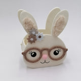 NNETM Spring Felt Rabbit Box with Glasses and Floral Accents