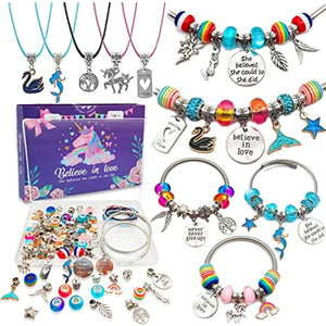 NNETM Unicorn & Mermaid Charm Bracelet Craft Kit for Girls