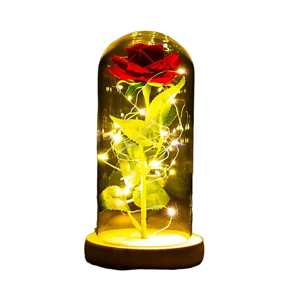 NNETM Eternal Rose LED Light Foil Flower in Glass Cover(Red)