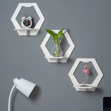 NNETM Hexagonal Harmony: Set of 3 Punch-Free Wall Shelve