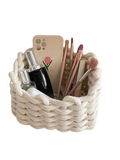 NNESN Woven Makeup Storage Basket - Chic White Organizer