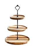 NNETM Acacia Wood 3 Layers Cupcake Stand - Elegant Display Rack for Desserts