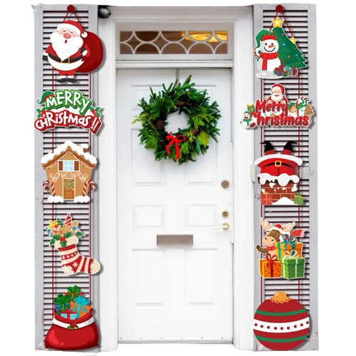 NNETM 10PCS Snowman & Socks Door Hanging Set