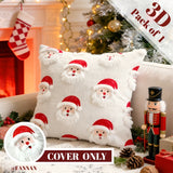 3D Santa Claus Quilted Cushion Cover White Christmas Pillowcase