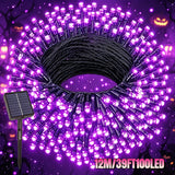 Halloween LED Solar Fairy Light, Purple Orange/Purple/Orange, IP54. Outdoor Solar Courtyard Decoration, Garden, Party, Camping, Festival Celebration, Courtyard Decoration, Christmas Tree Embellishment, Creating a Terrifying Halloween Atmosphere