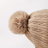 NNETM Anime-Inspired Winter Ear Protection Beanie Hat Scarf Combo - Khaki