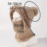 NNETM Anime-Inspired Winter Ear Protection Beanie Hat Scarf Combo - Khaki