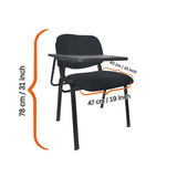 NNECN Lecture Chair with Table Top for Classroom Lecture Training Conference (Set of 6-Black)