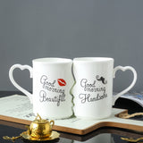 NNETM 2pcs Kissing Ceramic Couple Mugs