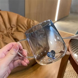 NNETM Heart Patterned Glass Couples Mugs Set