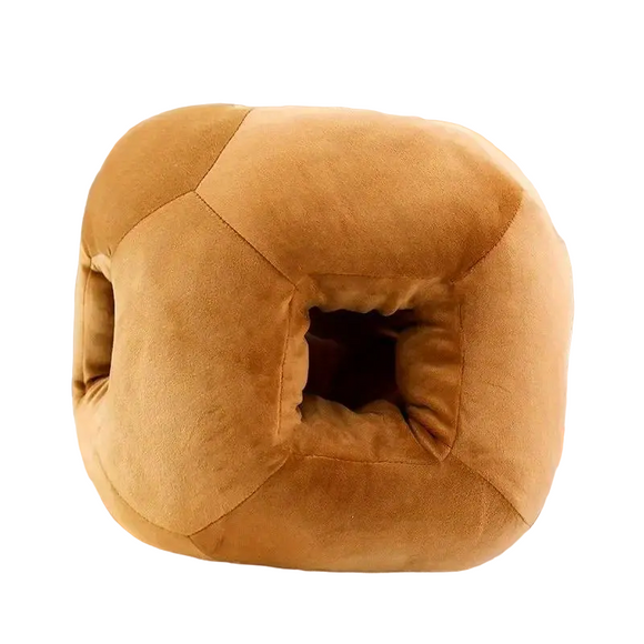 NNETM Dark Brown Cube Nap Pillow - Creative Office Bread Neck Pillow