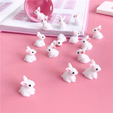 NNETM 10pcs Miniature Easter Rabbit Figurine Resin Bunny Decor