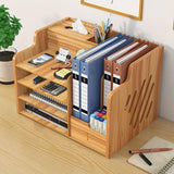 NNETM Wooden Office Document Storage Rack with Tiered Shelves - No Drawer