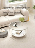 NNETM Round Tempered Glass Coffee Table- white Frame+Changhong Glass