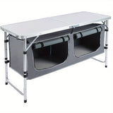 NNETM 3-Height Portable Folding Camping Table with Storage