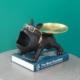 NNETM Chic Resin French Bulldog Storage Tray - Nordic Fashion Animal Sculpture Black