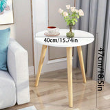 NNETM Round End Table with Solid Wood Legs