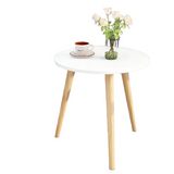 NNETM Round End Table with Solid Wood Legs