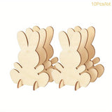 NNETM 10pcs Wooden Easter Bunny DIY Decoration Set