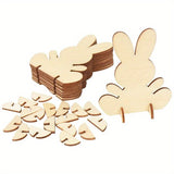 NNETM 10pcs Wooden Easter Bunny DIY Decoration Set