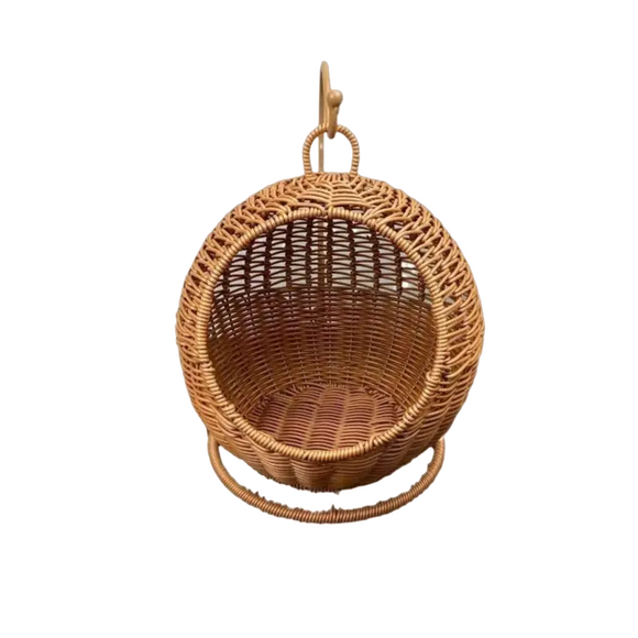 NNETM Imitation Rattan Cat Cage - Hanging Cat Nest with Semi-Enclosed Design