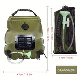 NNETM 20L Solar Heated Camping Shower Bag - Portable Outdoor Bathing Solution