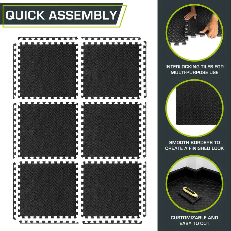 NNETM 12pcs EVA Splicing Fitness Mats - Soft, Solid Color, Non-Slip, W ...
