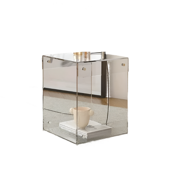 NNETM Transparent Acrylic Side Table - Storage Shelf