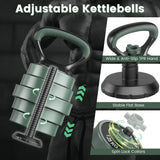 NNETM 3-in-1 Adjustable Dumbbells, Kettlebell, and Barbell Weight Set – Gray