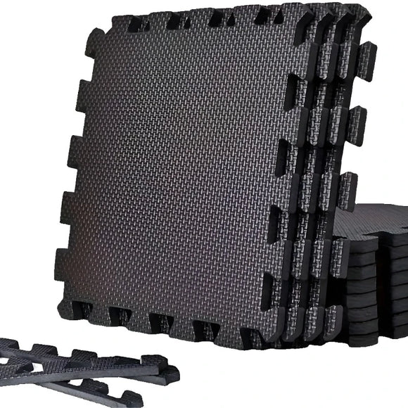 NNETM Durable Comfort 12-Piece Premium Soft Yoga Mat Set - Non-Slip, Black