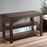 NNETM Vintage 3-Tier Bamboo Shoe Rack - Dark Brown