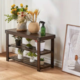 NNETM Vintage 3-Tier Bamboo Shoe Rack - Dark Brown