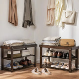 NNETM Vintage 3-Tier Bamboo Shoe Rack - Dark Brown