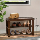 NNETM Vintage 3-Tier Bamboo Shoe Rack - Dark Brown